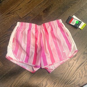 Nike dri-fit shorts size large pink and white